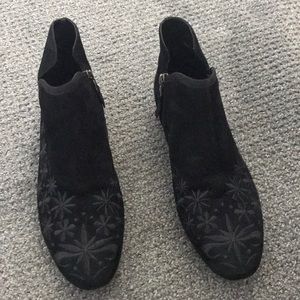 Black embroidered ankle boots